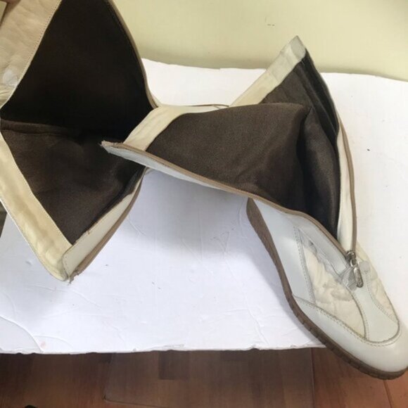 Aquatalia NEW Leather Nylon Front Zip Wedge Waterproof Winter Quilted Boots Snow - Picture 12 of 16